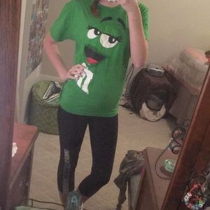 green M&M shirt